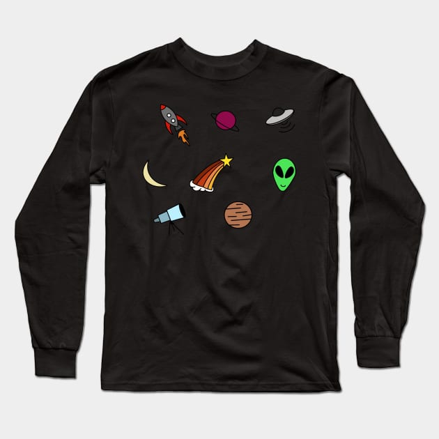 Color Space Icons Stickers Long Sleeve T-Shirt by bradenjay99